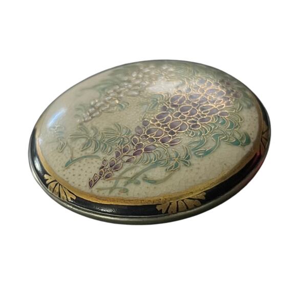Antique Hand Painted Satsuma Earthenware Buckle, 1.75in (Japanese, Meiji Period) main image 4